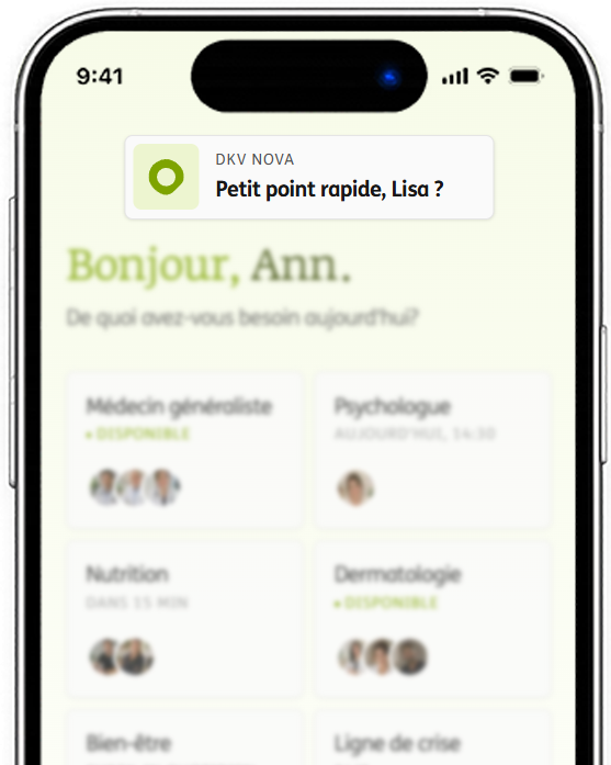 application dkv nova ecran bonjour message